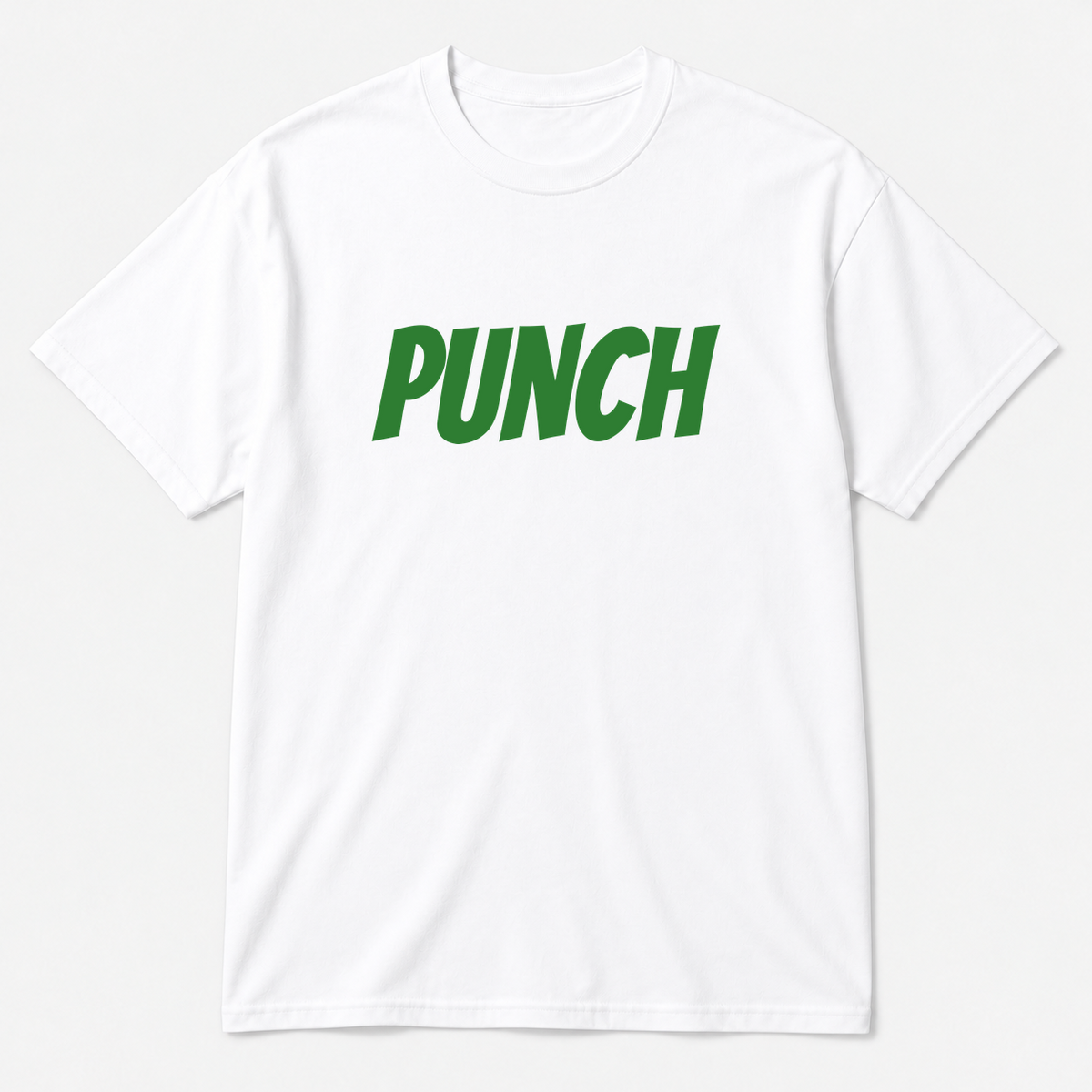Punch T-Shirt in white with green text