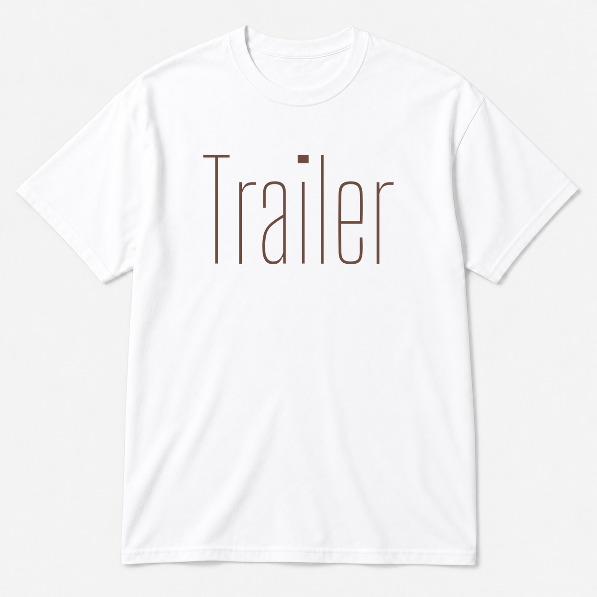 Trailer T-Shirt in white with brown text