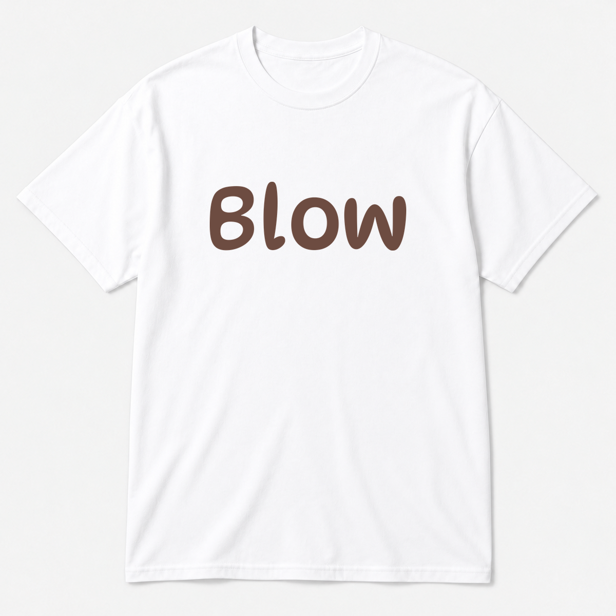 Blow T-Shirt in white with brown text