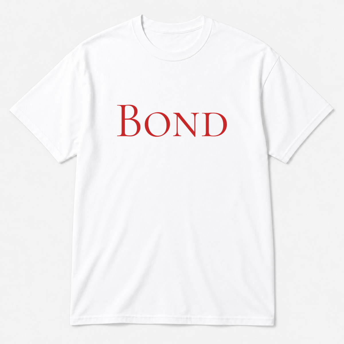Bond T-Shirt in white with red text