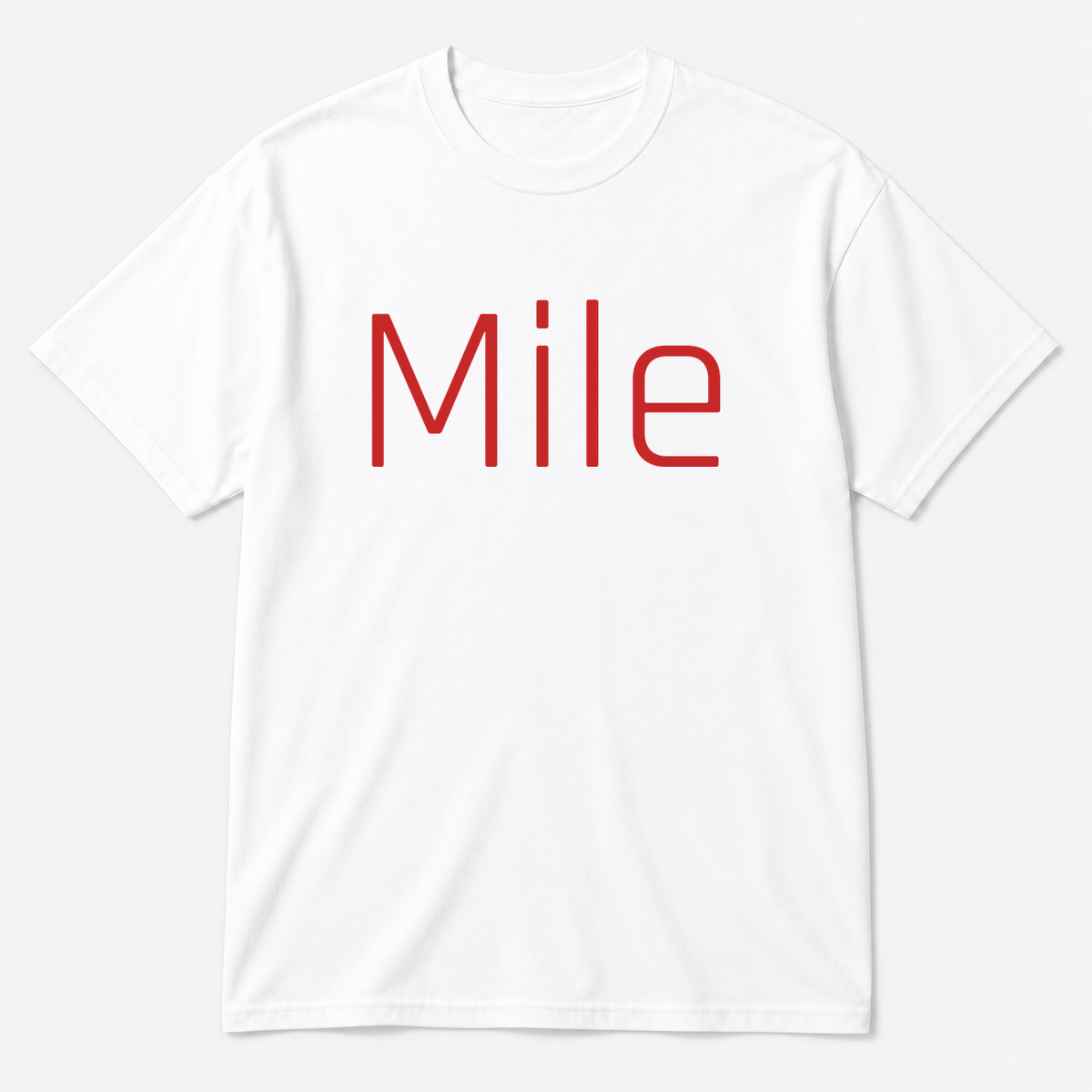 Mile T-Shirt in white with red text