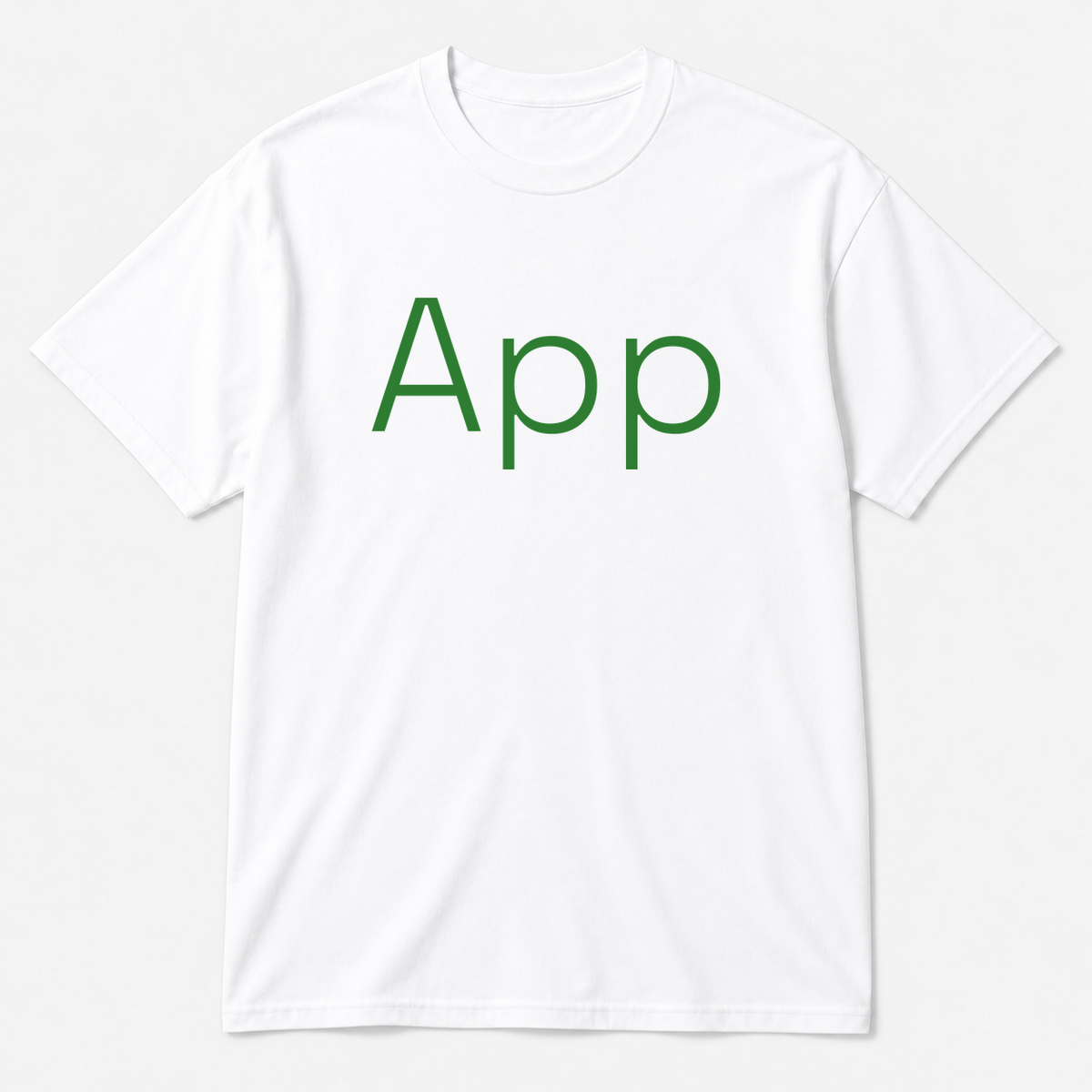 App T-Shirt in white with green text