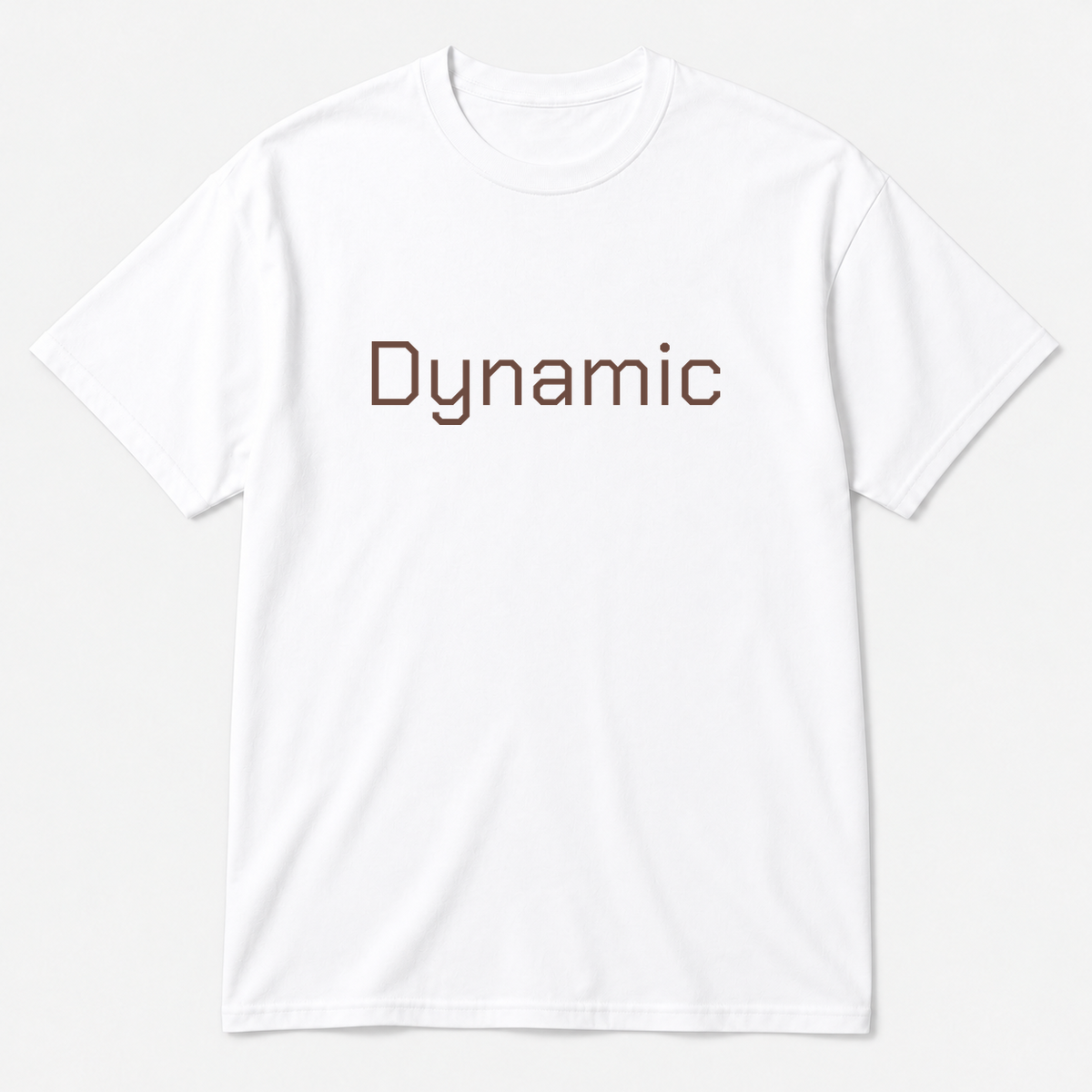 Dynamic T-Shirt in white with brown text