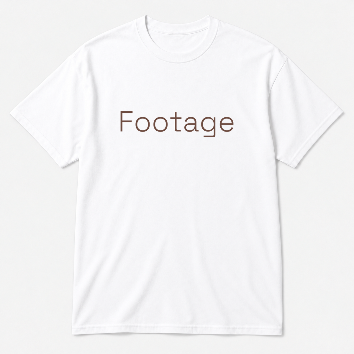 Footage T-Shirt in white with brown text
