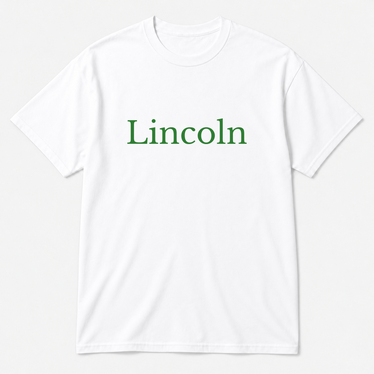 Lincoln T-Shirt in white with green text