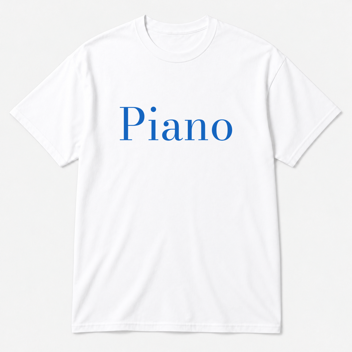 Piano T-Shirt in white with blue text