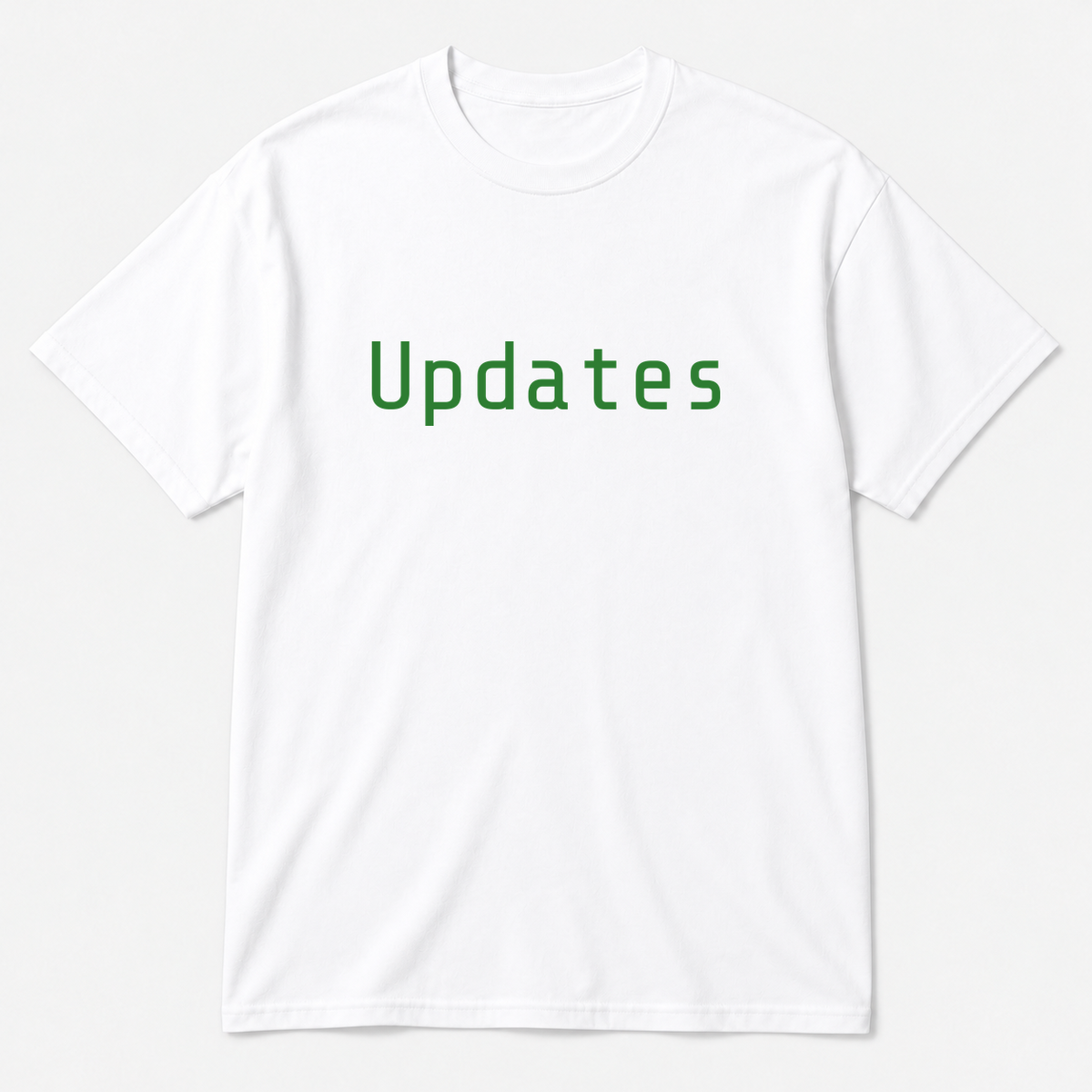 Updates T-Shirt in white with green text
