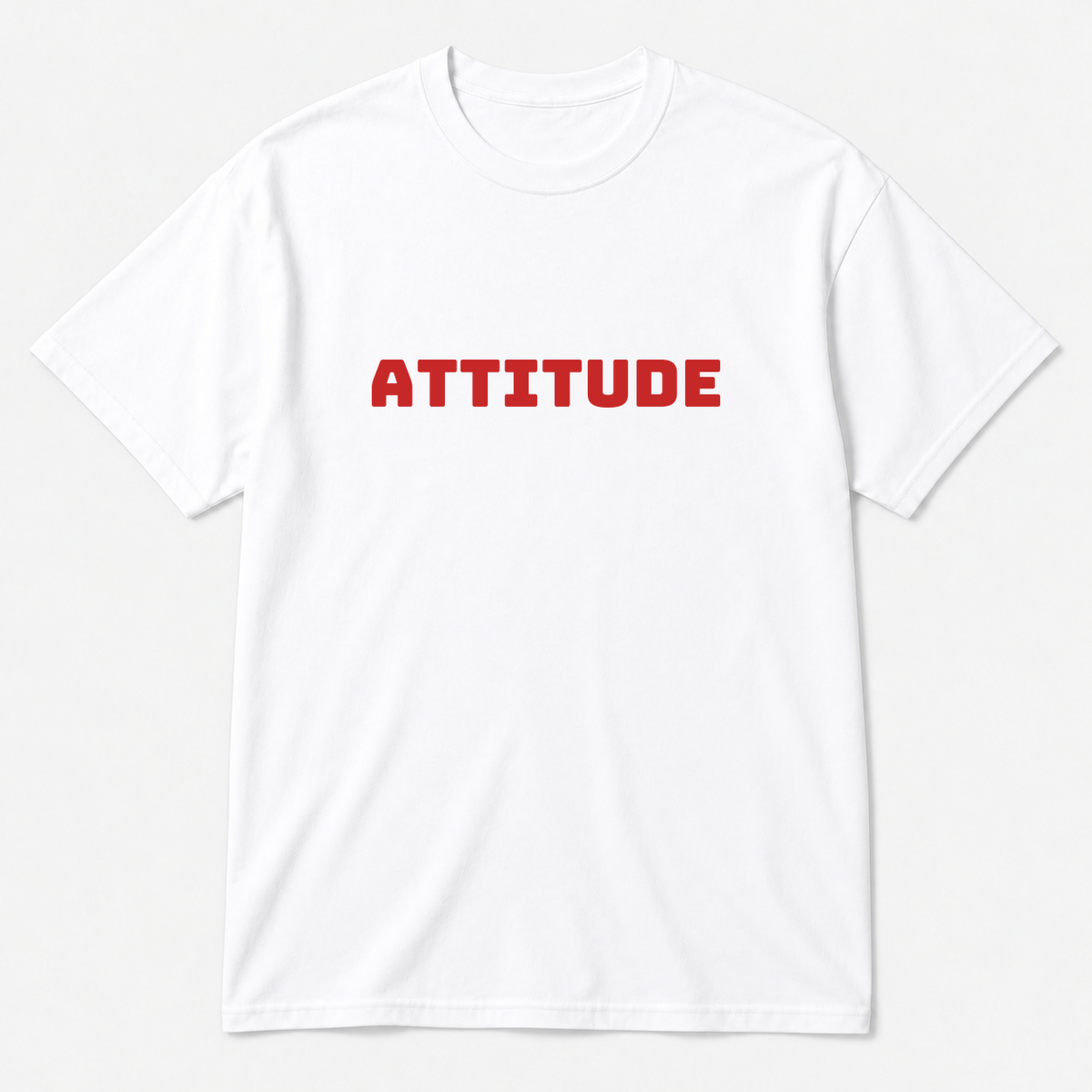 Attitude T-Shirt in white with red text