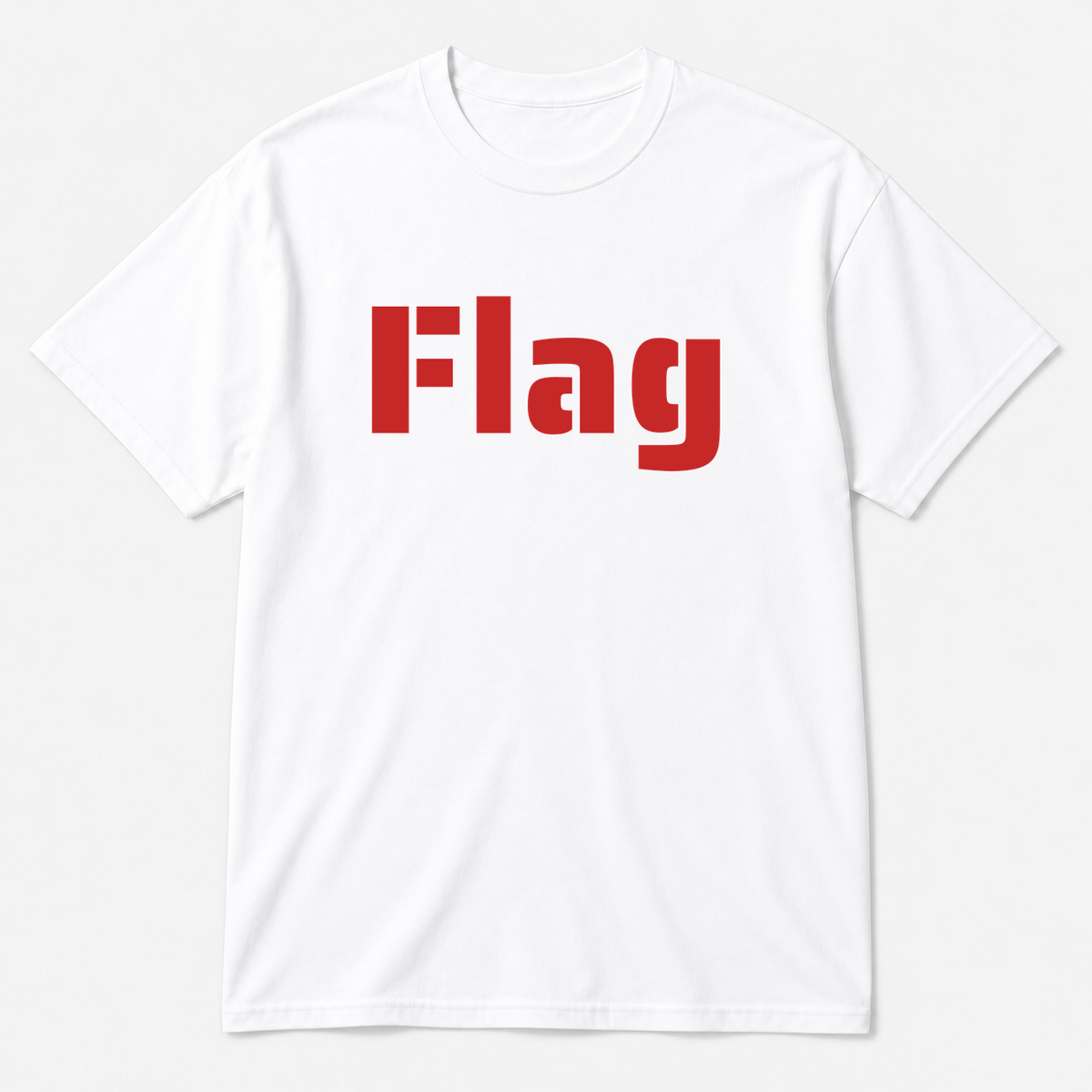 Flag T-Shirt in white with red text
