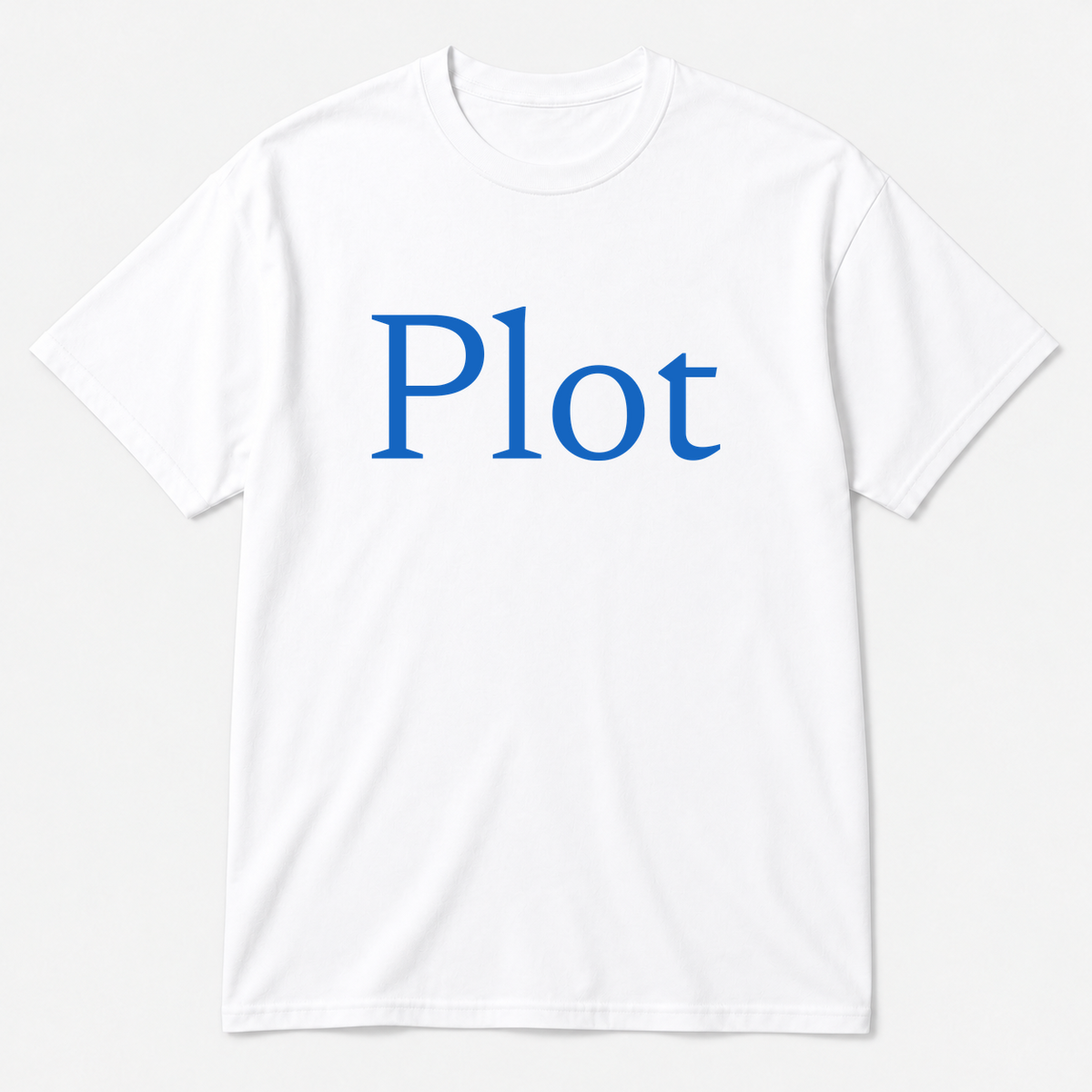 Plot T-Shirt in white with blue text