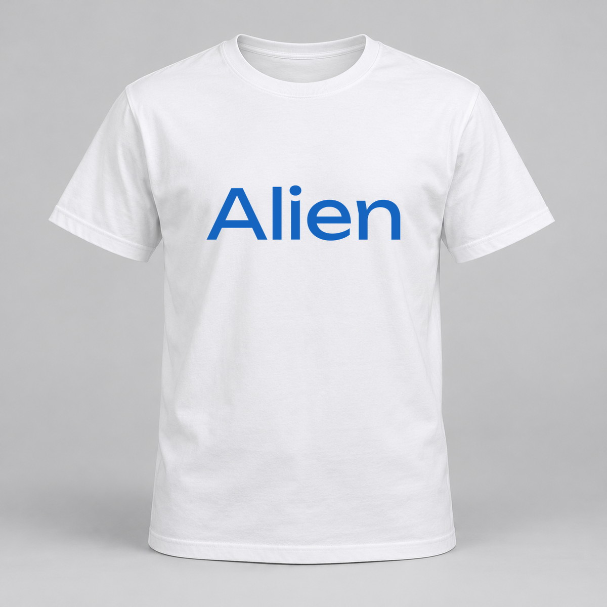 Alien T-Shirt in white with blue text