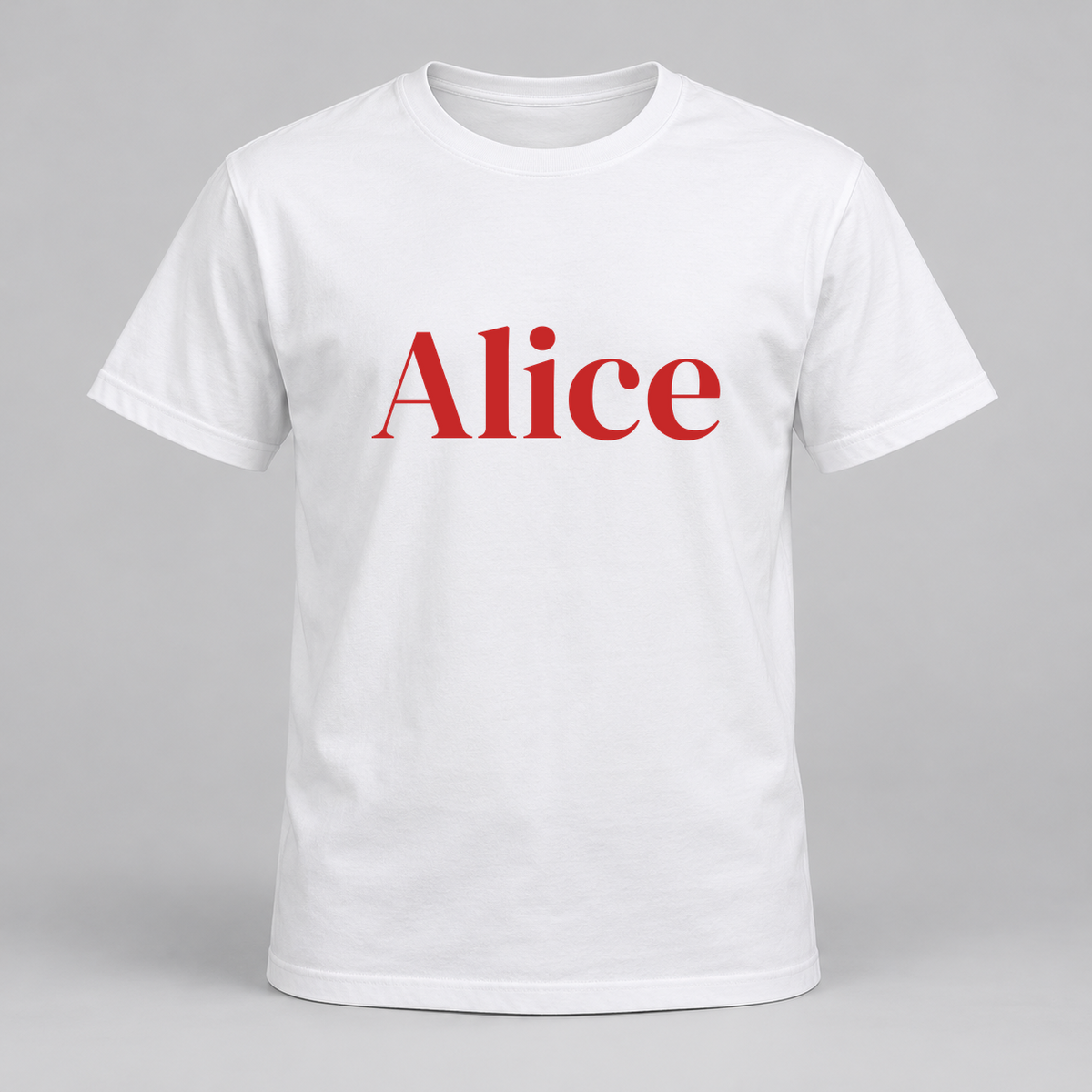Alice T-Shirt in white with red text
