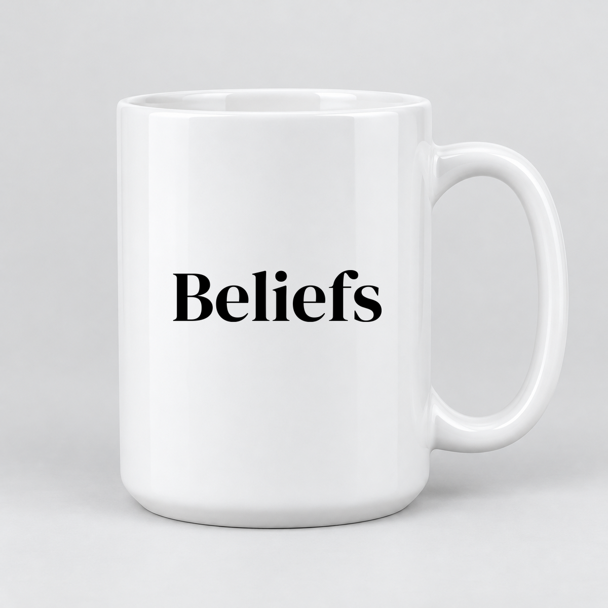 Beliefs Mug in white