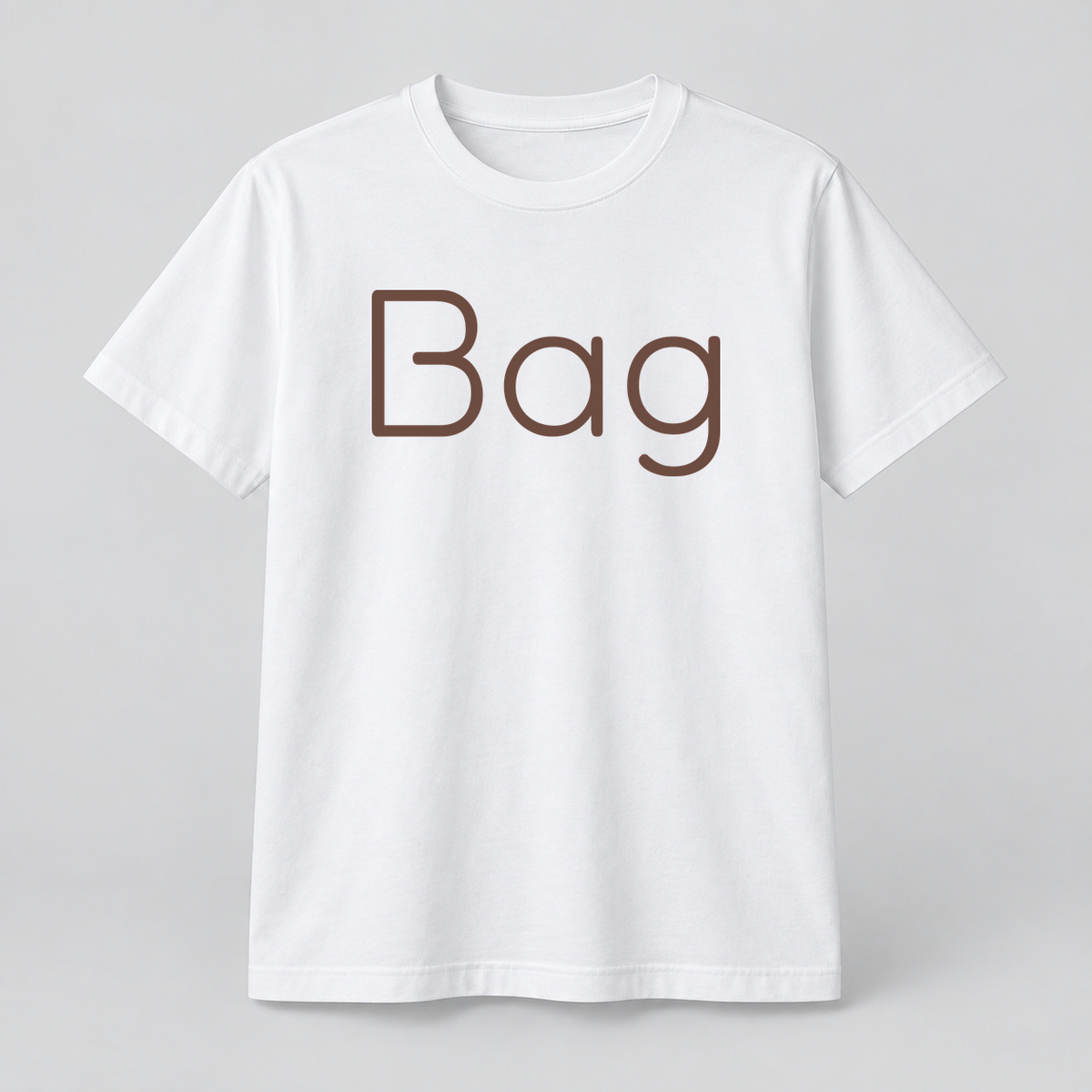 Bag T-Shirt in white with brown text