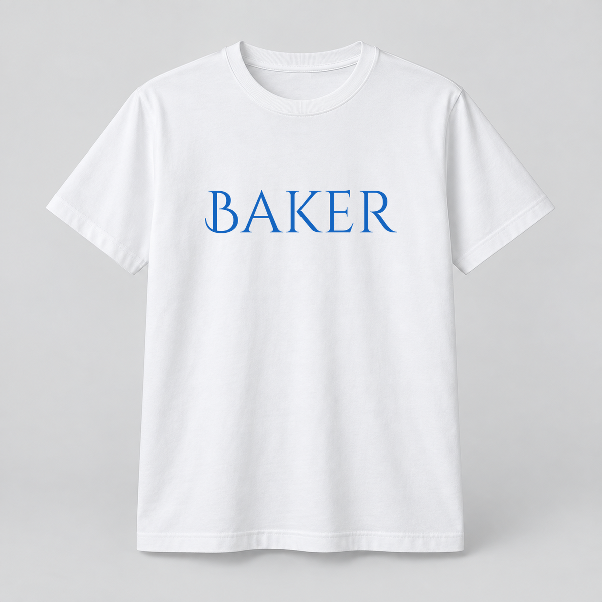 Baker T-Shirt in white with blue text