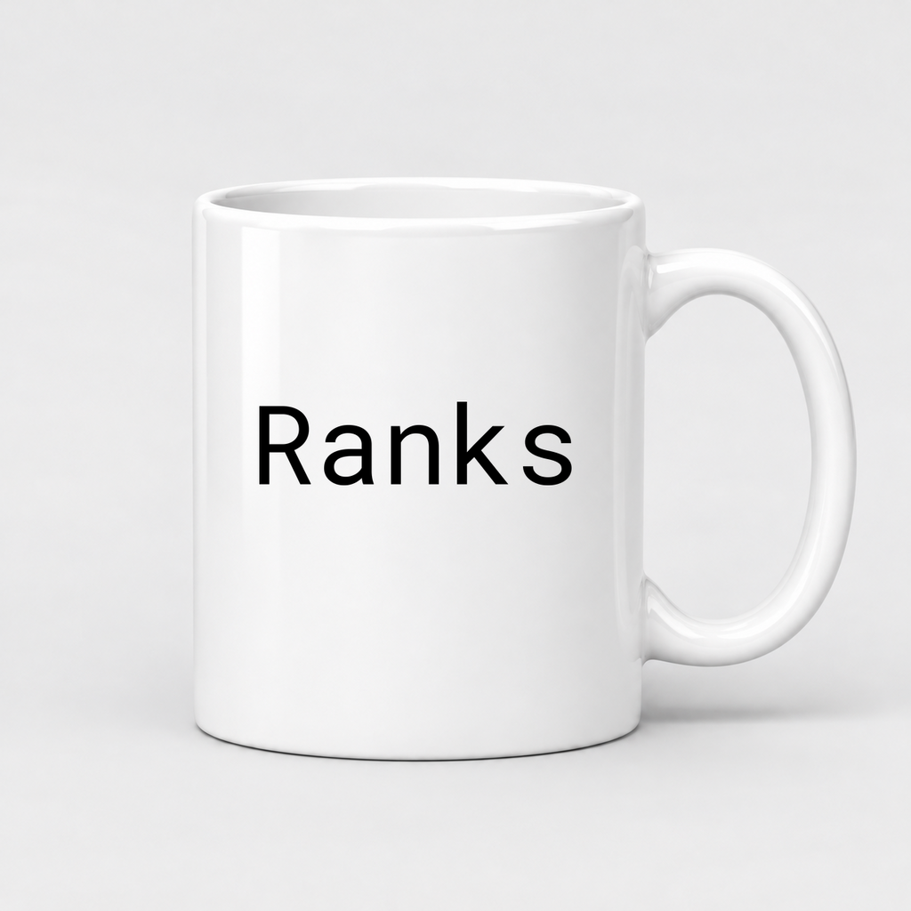 Ranks Mug in white with handle right