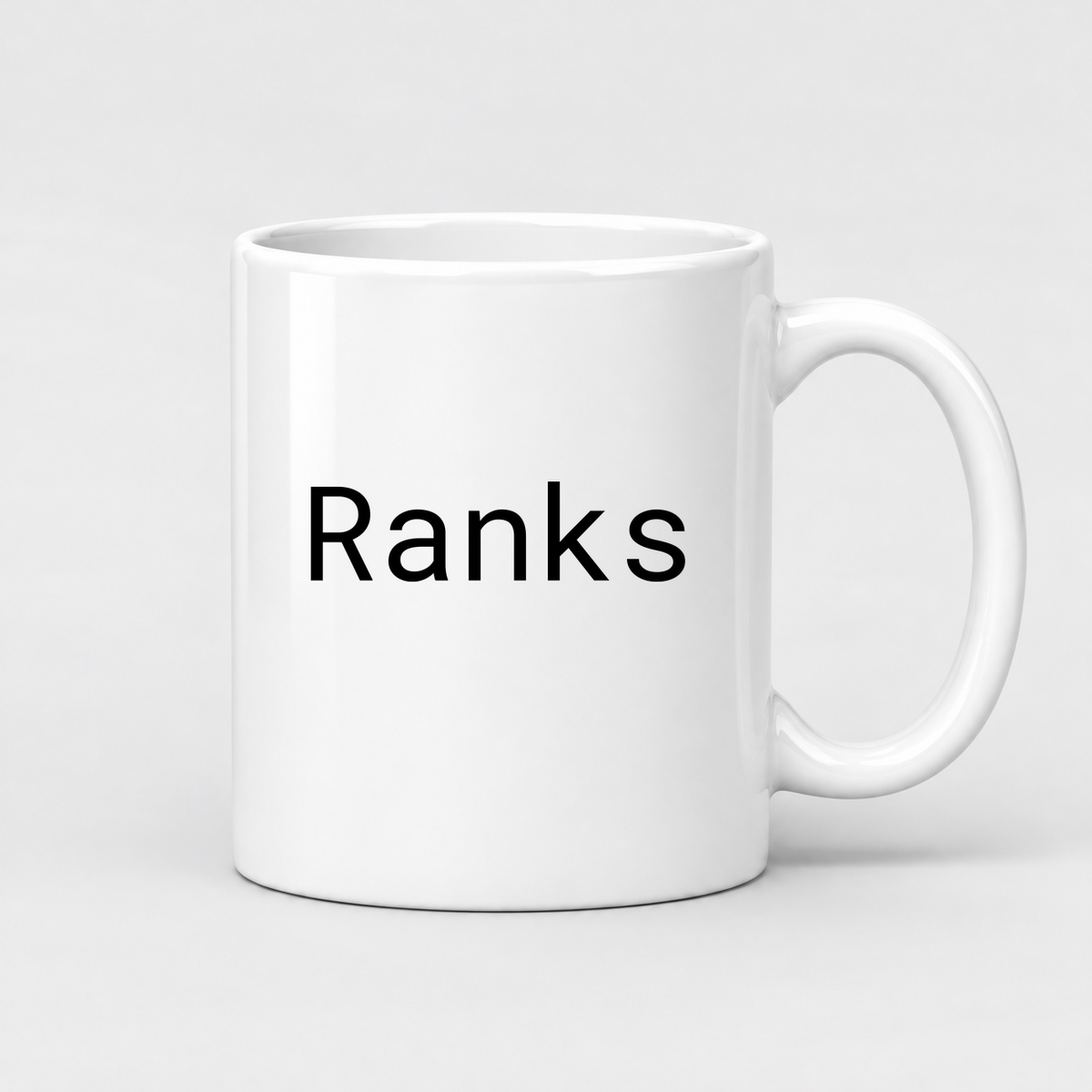 Ranks Mug in white with handle right