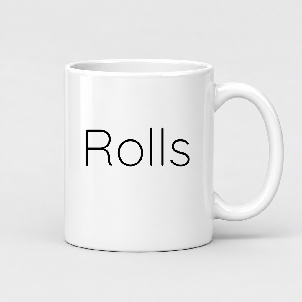 Rolls Mug in white with handle right