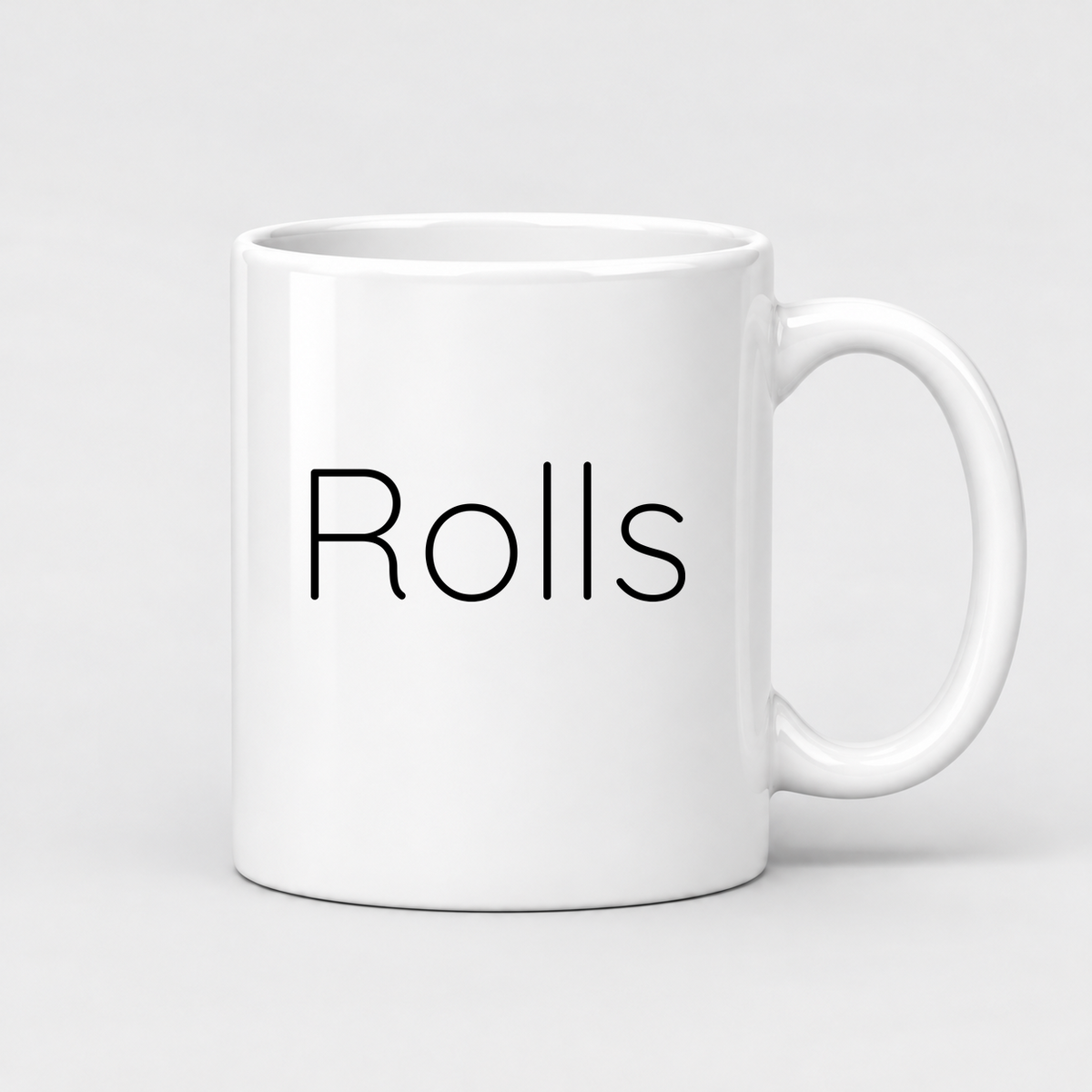 Rolls Mug in white with handle right