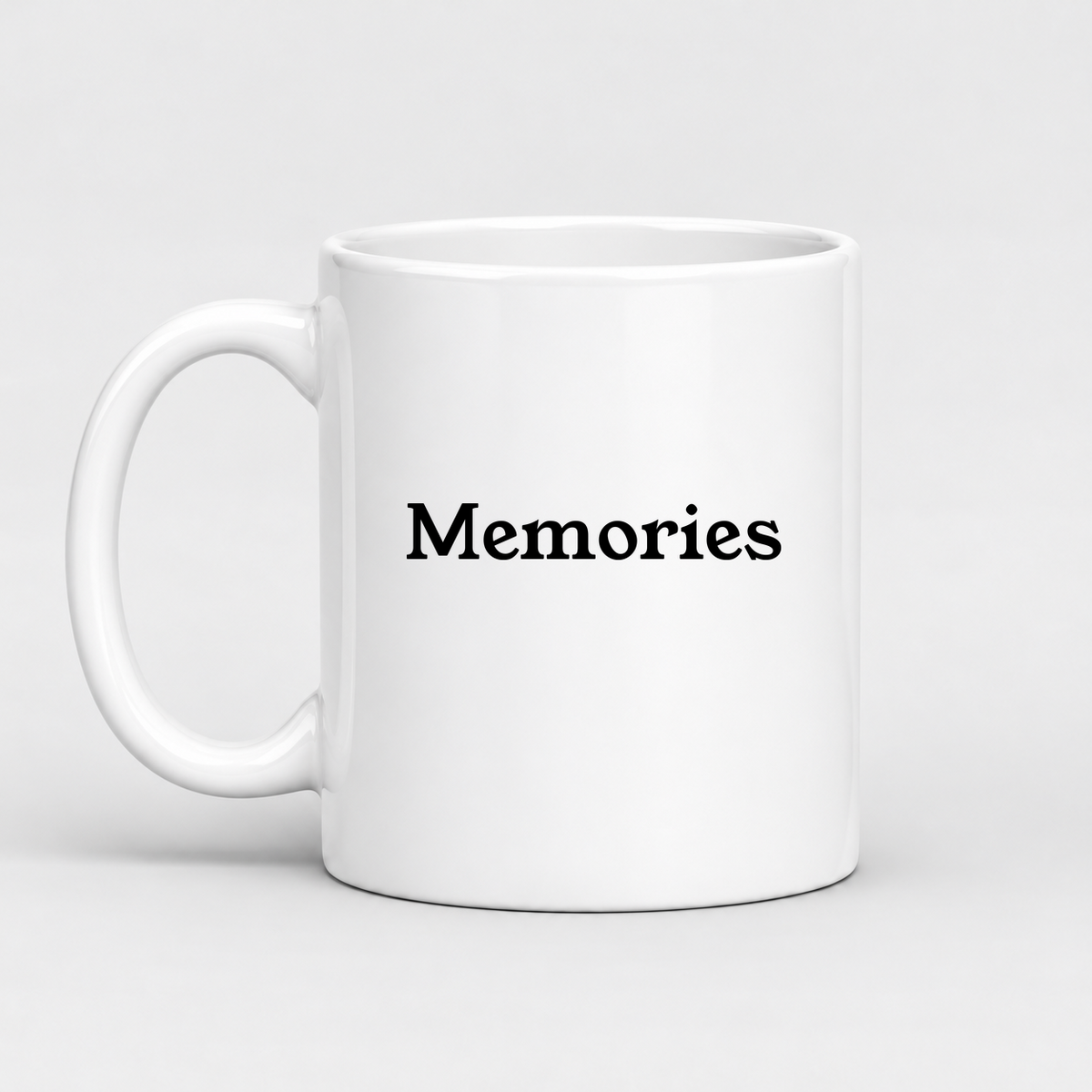 Memories Mug in white with handle left