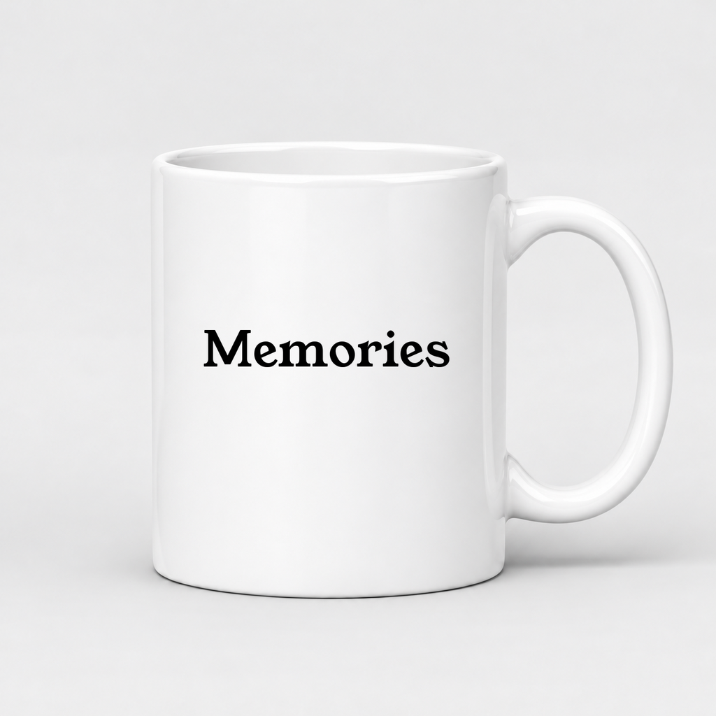 Memories Mug in white with handle right