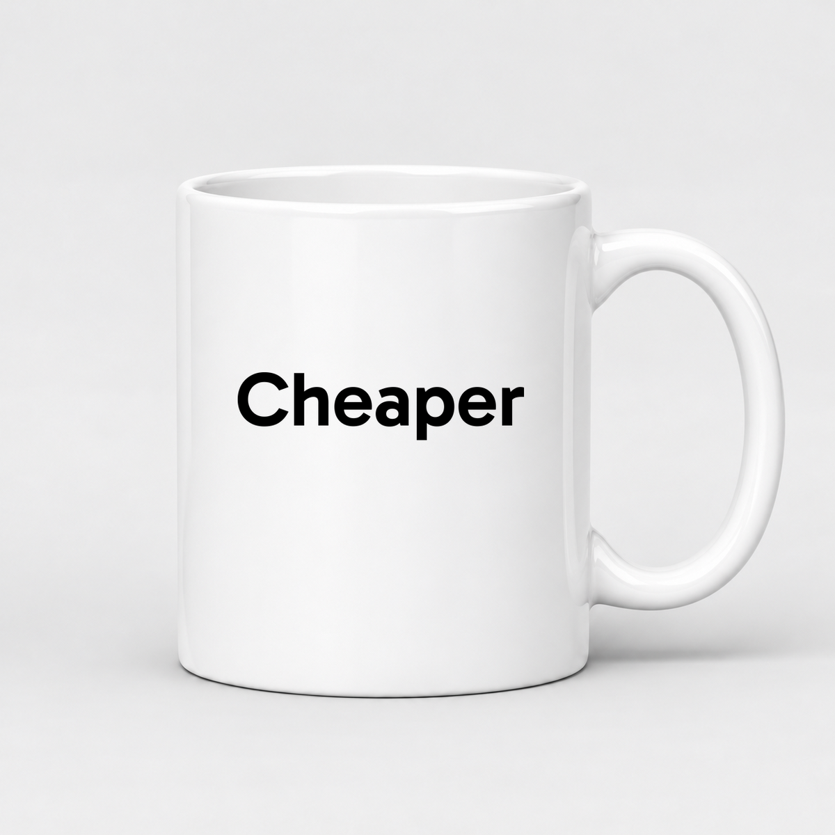 Cheaper Mug in white with handle right