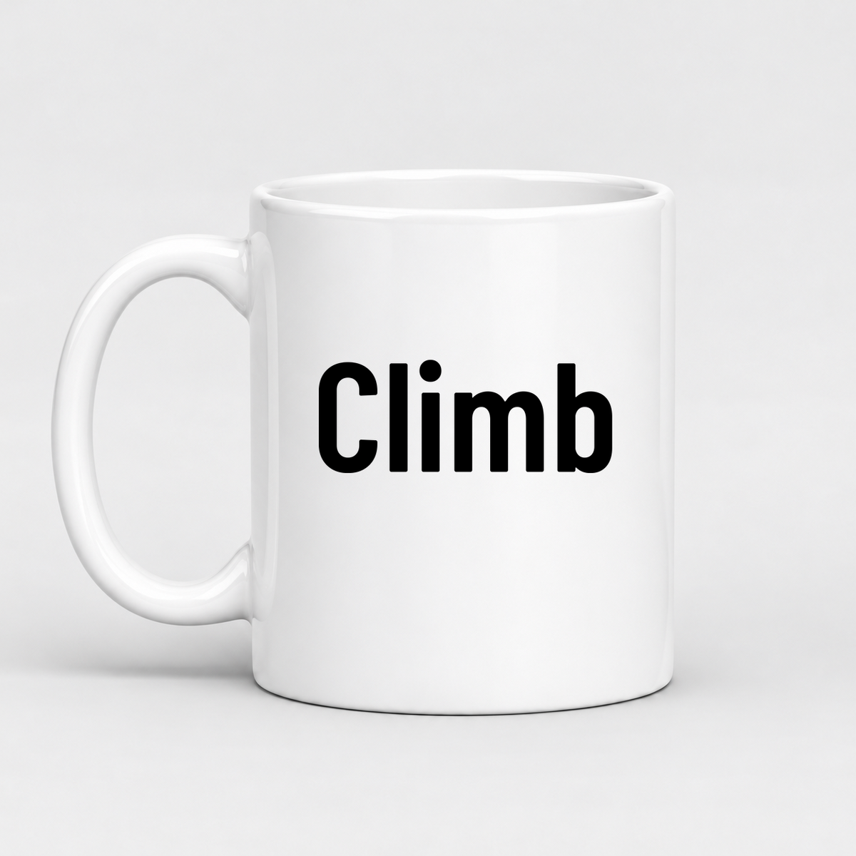 Climb Mug in white with handle left