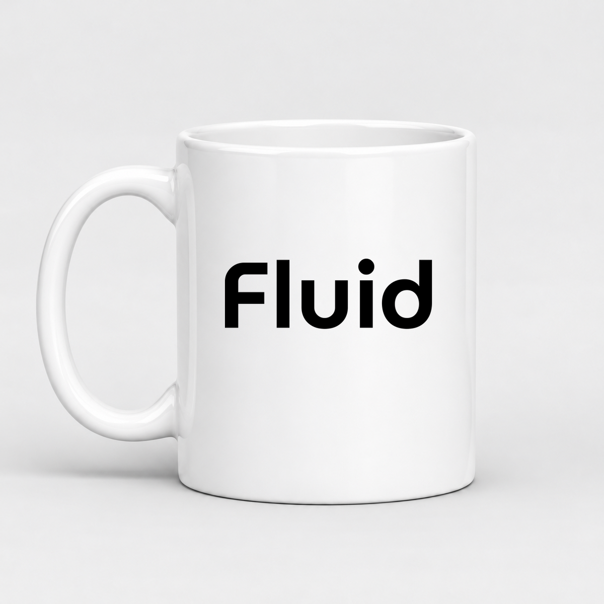 Fluid Mug in white with handle left