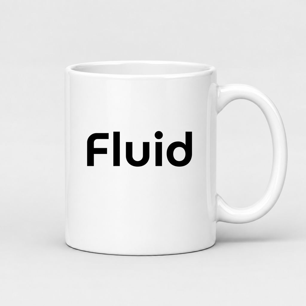 Fluid Mug in white with handle right