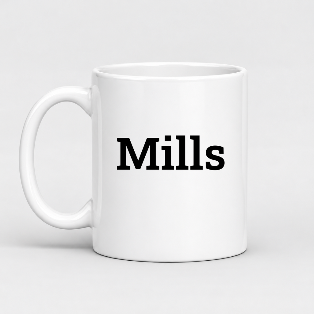 Mills Mug in white with handle left