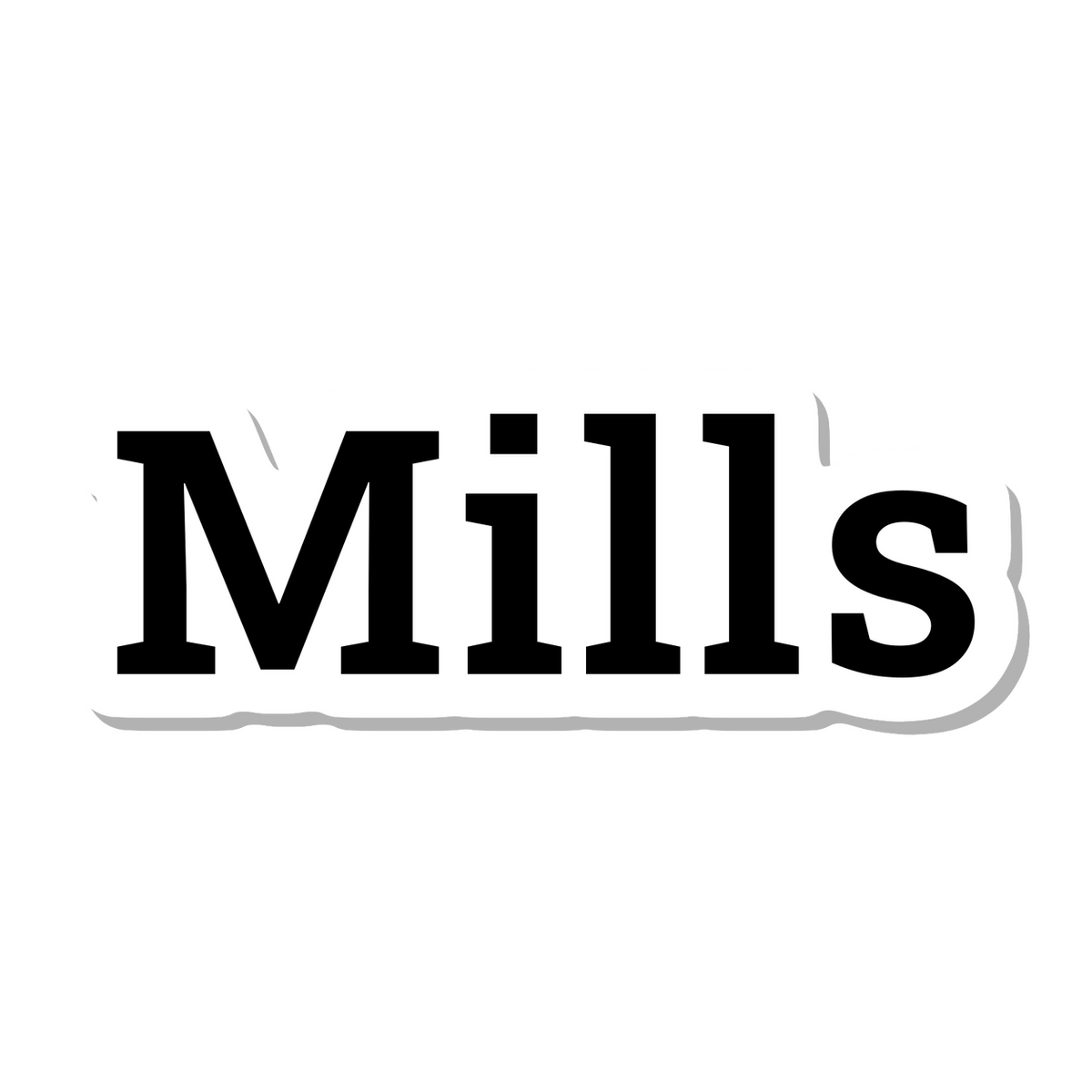 Mills die-cut sticker