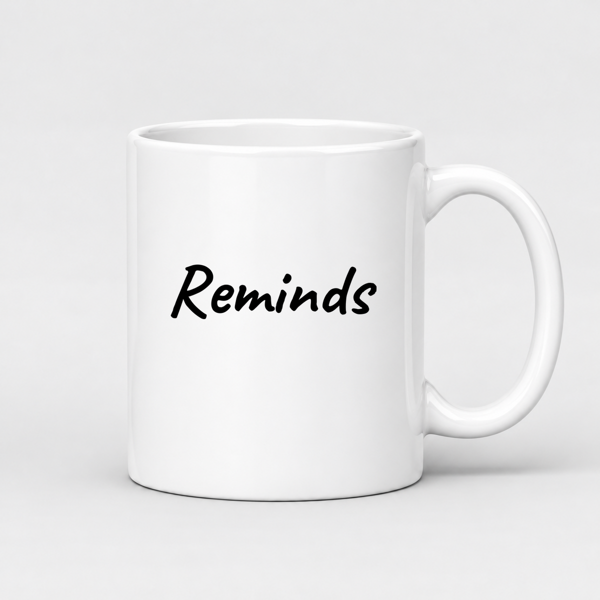 Reminds Mug in white with handle right