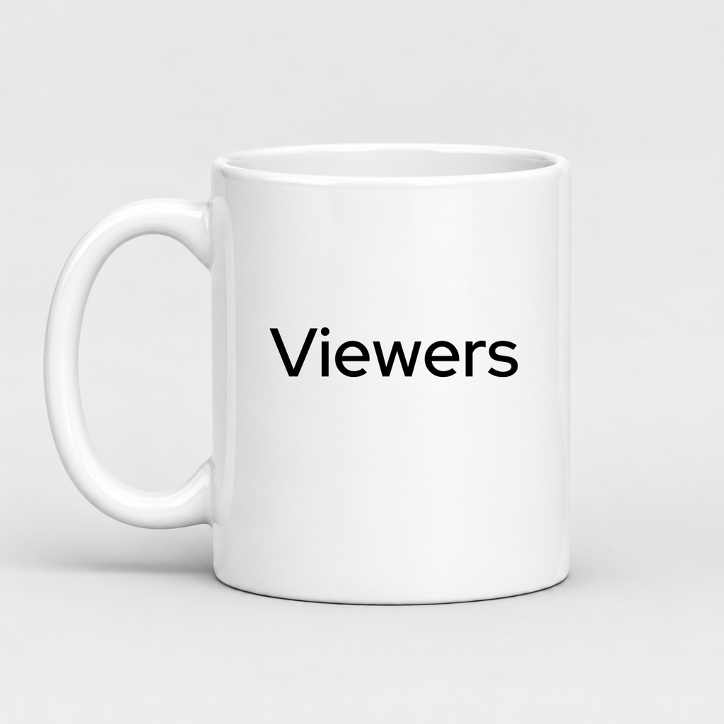 Viewers Mug in white with handle left