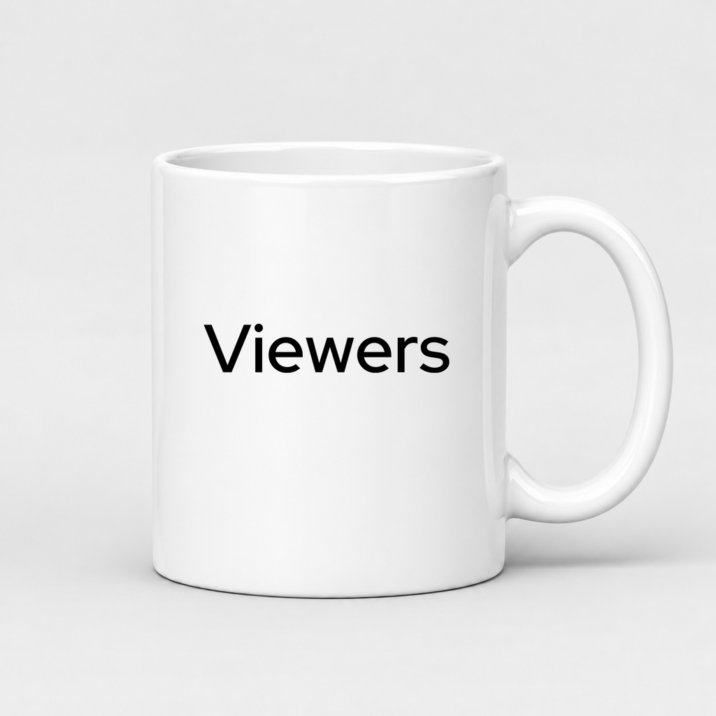 Viewers Mug in white with handle right