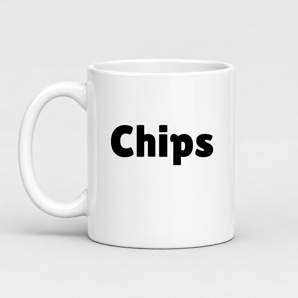 Chips Mug in white with handle left