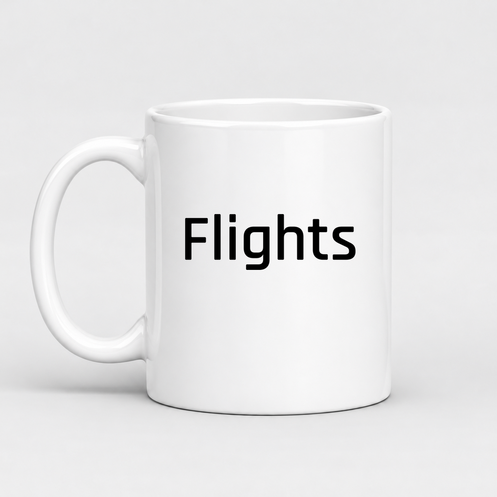 Flights Mug in white with handle left