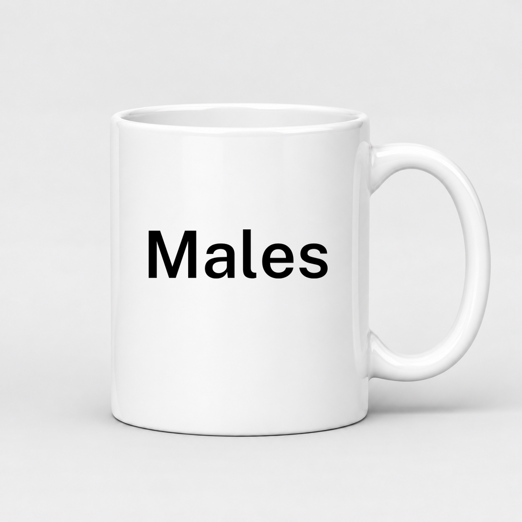 Males Mug in white with handle right