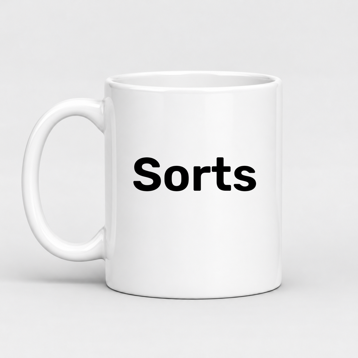 Sorts Mug in white with handle left