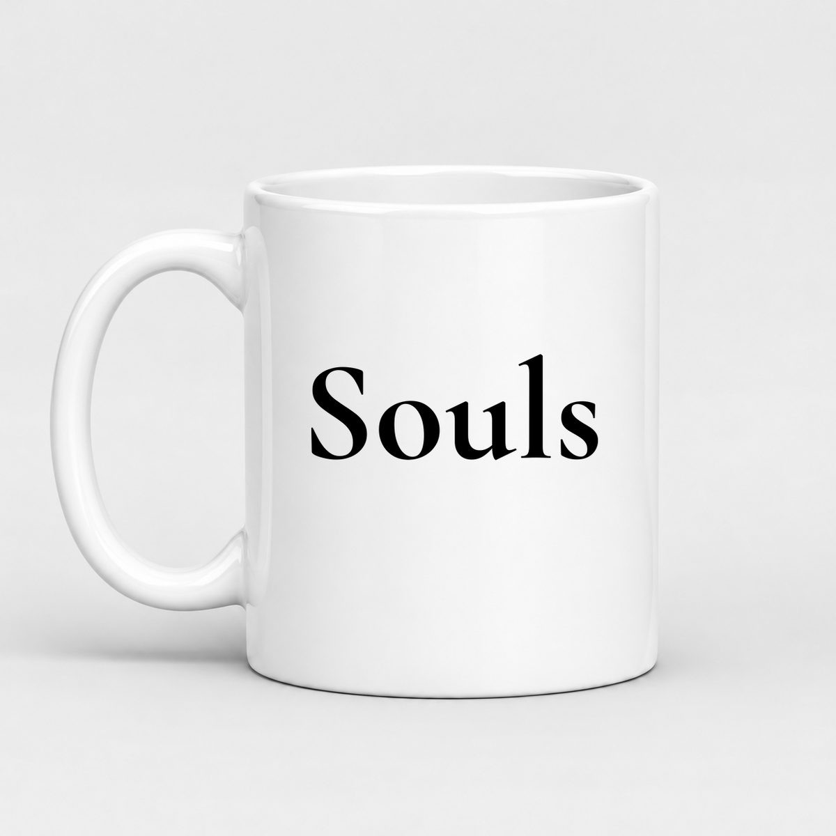 Souls Mug in white with handle left