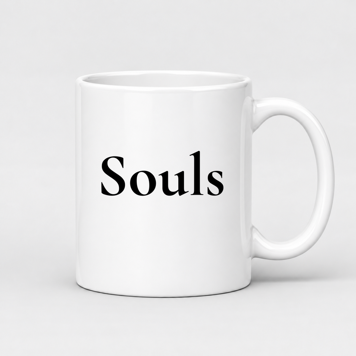 Souls Mug in white with handle right