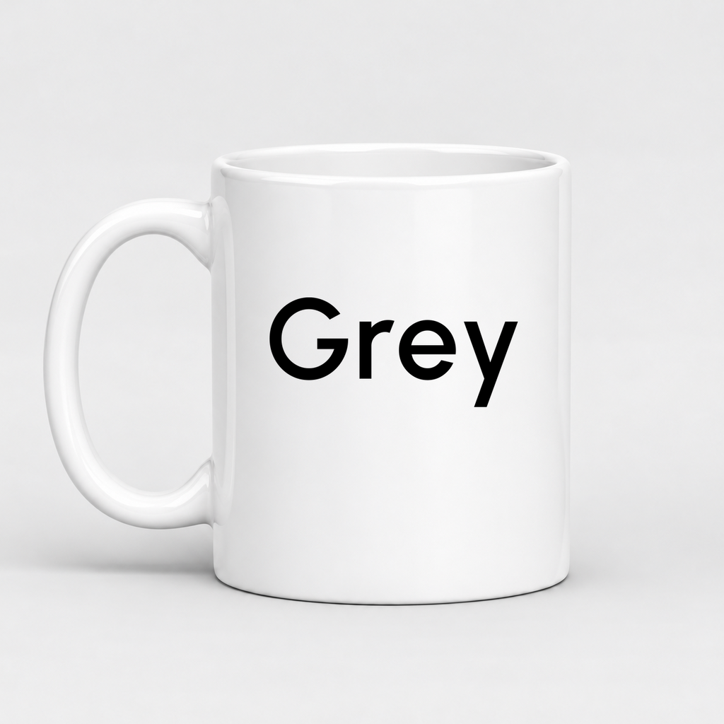 Grey Mug in white with handle left