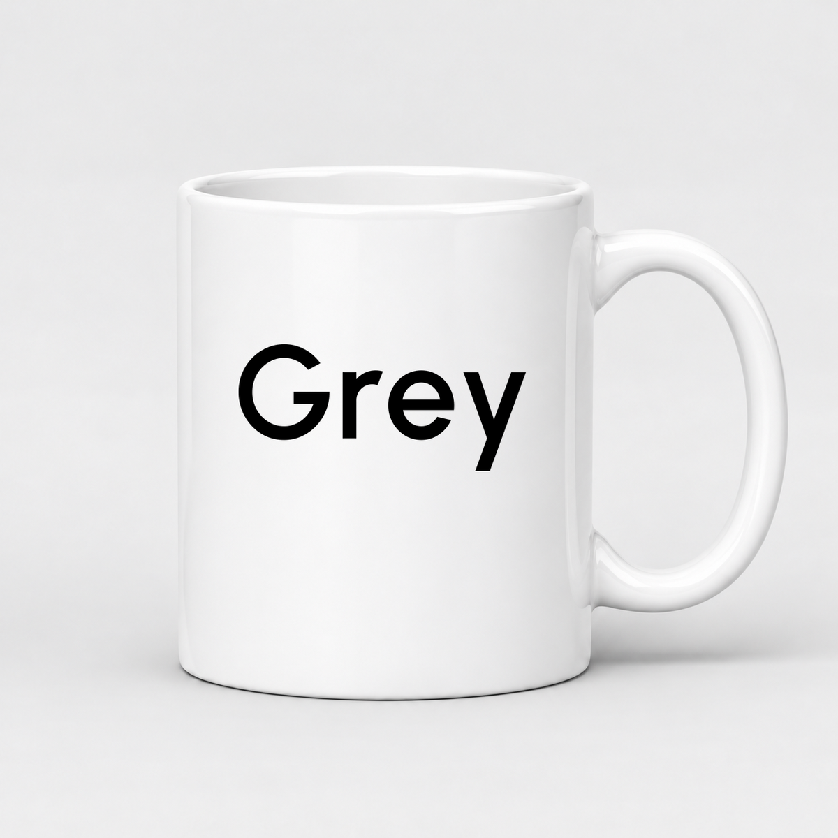 Grey Mug in white with handle right