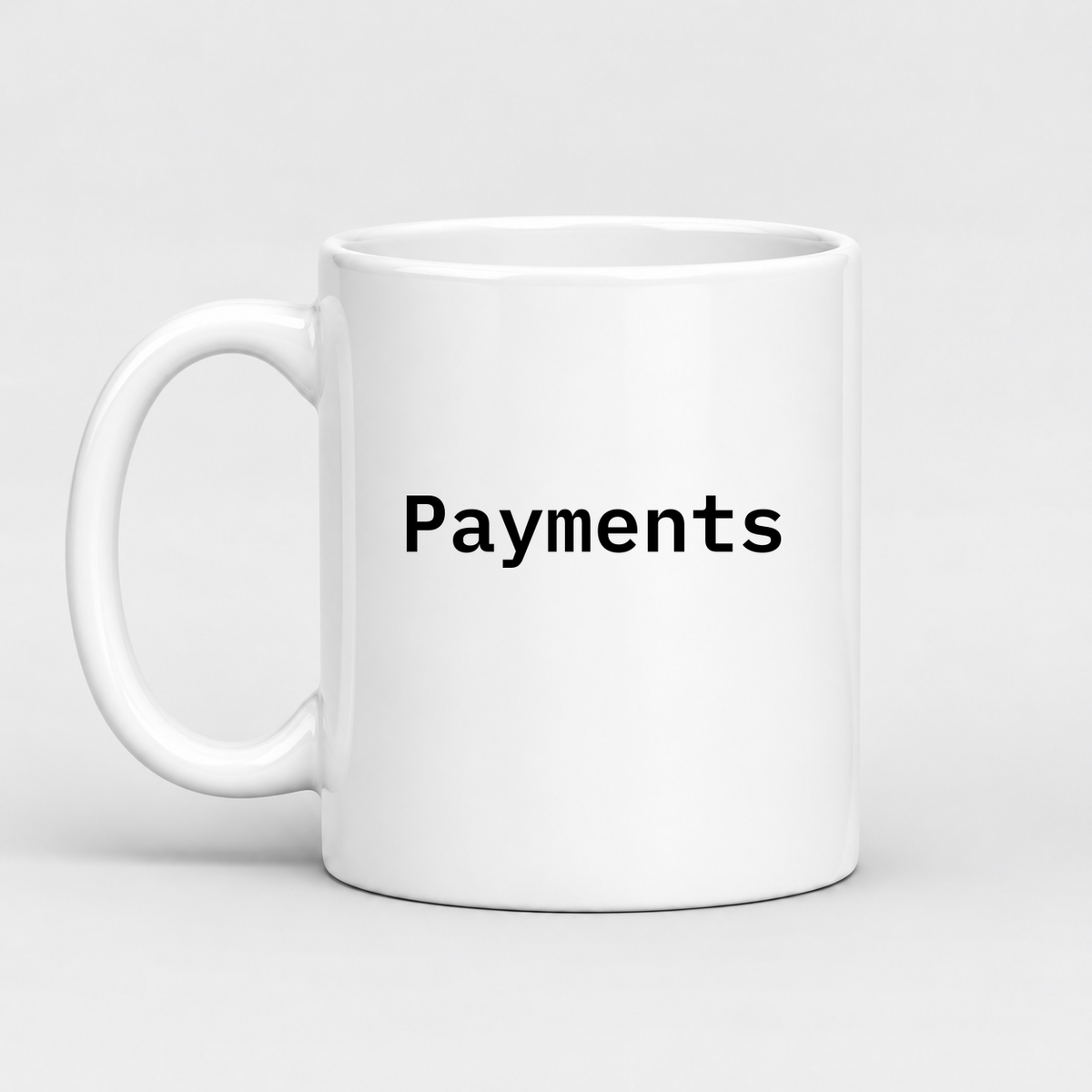 Payments Mug in white with handle left