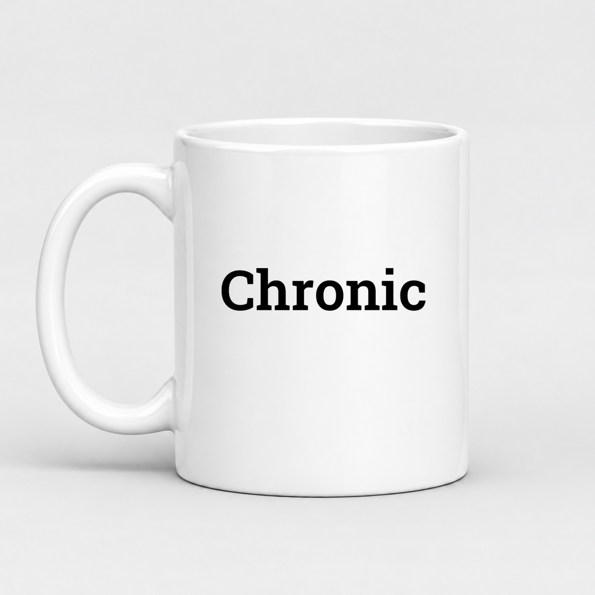 Chronic Mug in white with handle left