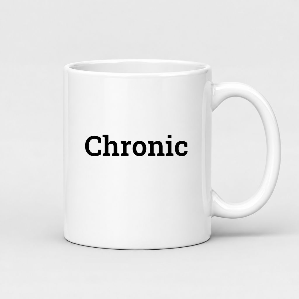 Chronic Mug in white with handle right