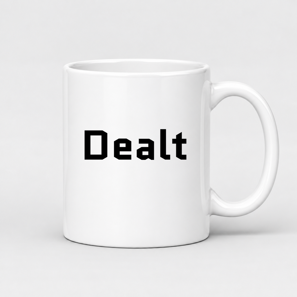 Dealt Mug in white with handle right