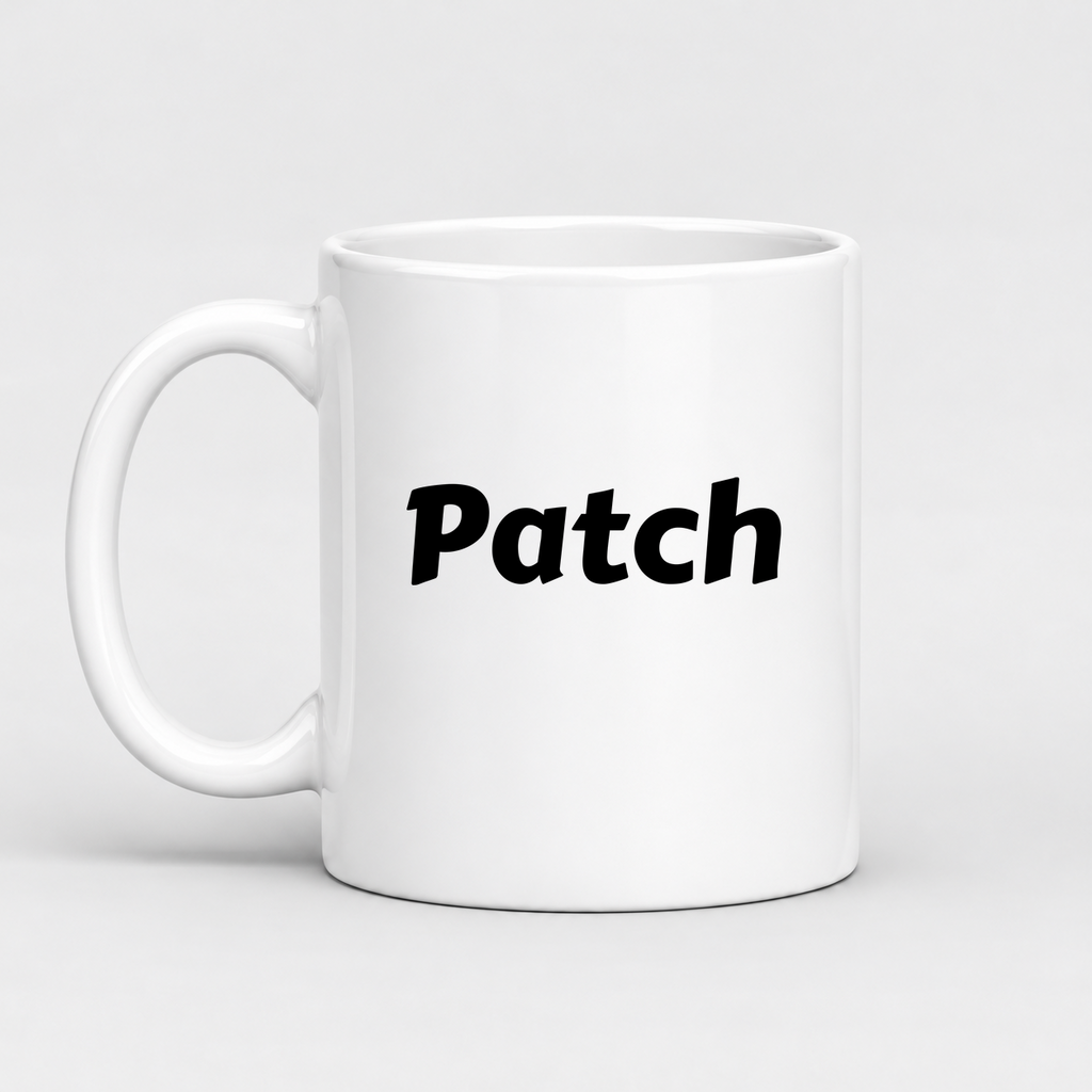 Patch Mug in white with handle left