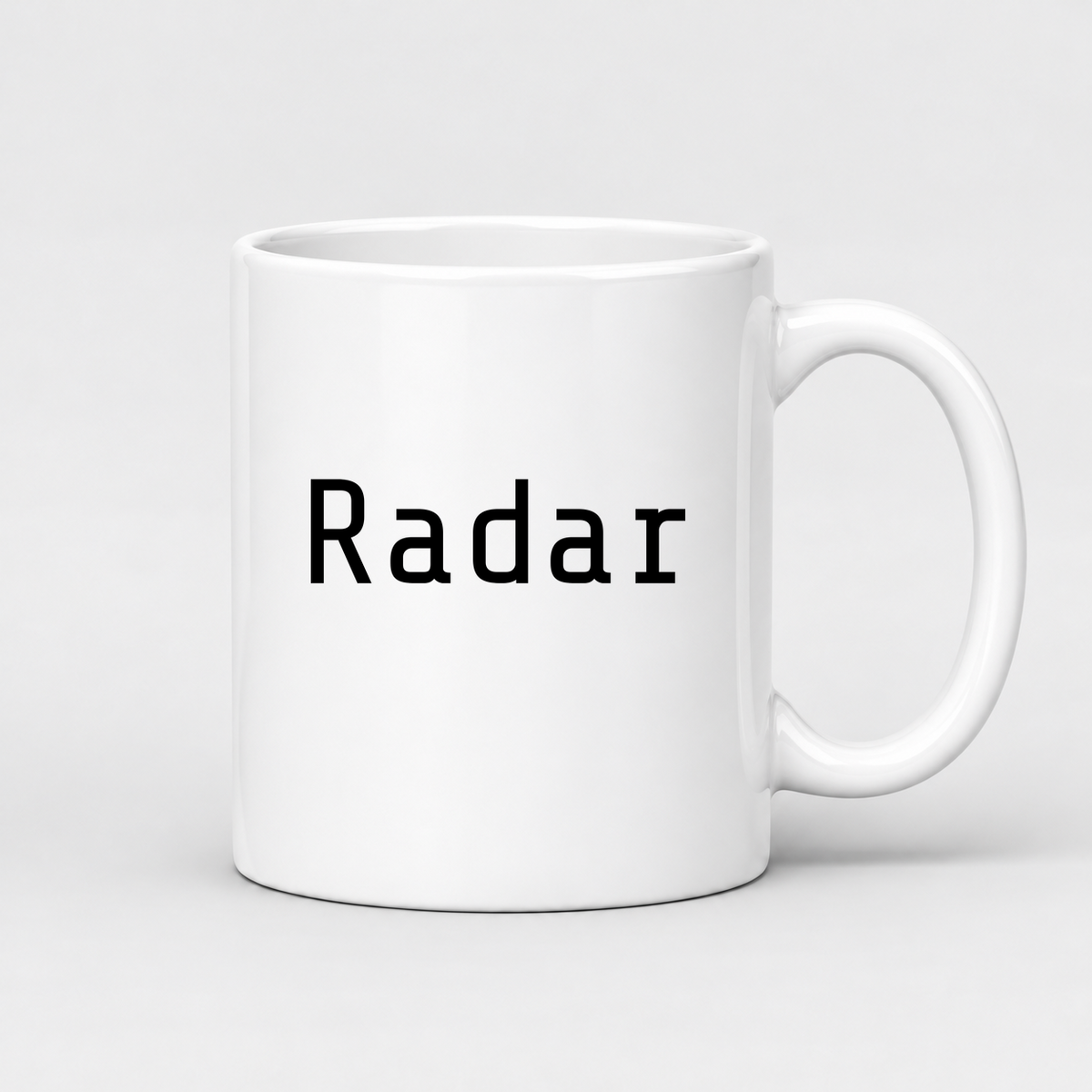 Radar Mug in white with handle right