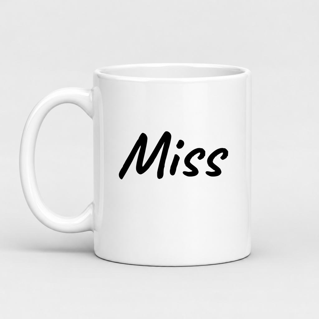 Miss Mug in white with handle left