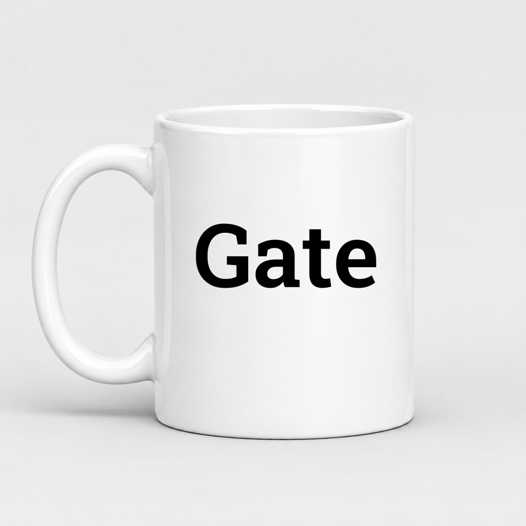 Gate Mug in white with handle left